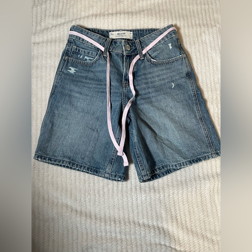 Hollister Women's Jean Shorts with Pink Accent